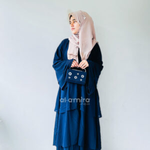 Elegant Layered Navy Blue Abaya